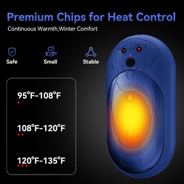 Електричні грілки для рук 6000mAh, 2 шт. Перезаряджувані кишенькові грілки, акумуляторні, USB-C, 3 режими нагріву, подарунок для жінок, чоловіків, дітей, катання на лижах, піших прогулянок (Блакитний)