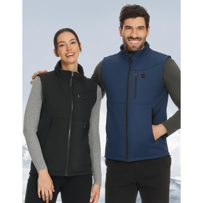 Обогреваемая жилетка KEMIMOTO с функцией App, для мужчин и женщин, с аккумулятором 10000mAh, 4 зоны обогрева, для мотоцикла, катання на лижах (Синій, L)