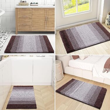 Килимок для ванної кімнати Homaxy з мікрофібри, 40x60 см, коричневий, антиковзаючий, швидковисихаючий