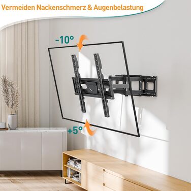 Настінне кріплення для телевізора ELIVED поворотне, нахильне, для LCD/LED/OLED 26-70 дюймів, VESA 400x400, до 45 кг, з висувним механізмом