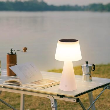 Настільна лампа акумуляторна LED біла з USB зарядкою, диммер, 3600mAh - для спальні, вітальні, вулиці