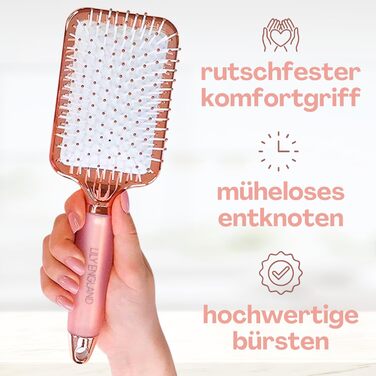 Щітка для волосся без заплутування - розпушувальна щітка для жінок - Paddle Brush - м'які щетинки для волосся та шкіри голови - підходить для всіх типів волосся (Рожеве золото & Білий)