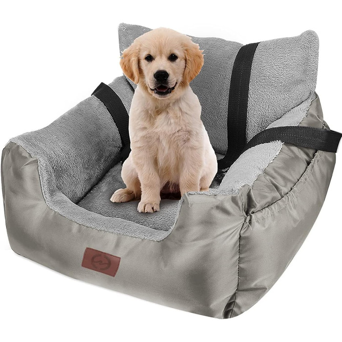 Автокрісло для собак та котів Fareyy, підставка для тварин, подорож, з сумкою та страхувальним ремінцем, водонепроникне, плюшеве, сіро-срібне