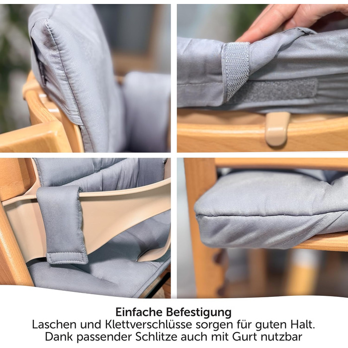 Подушка для стільчика Stokke Tripp Trapp LaLoona, 2 шт., бавовна, OEKO-TEX, гіпоалергенна, сіра, машинне прання