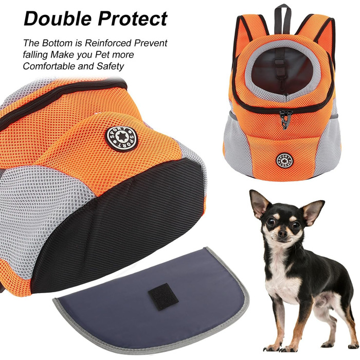 Рюкзак для собак та котів: переноска-рюкзак для маленьких тварин з дихаючим дизайном та водонепроникним дном для подорожей та активного відпочинку (Orange)