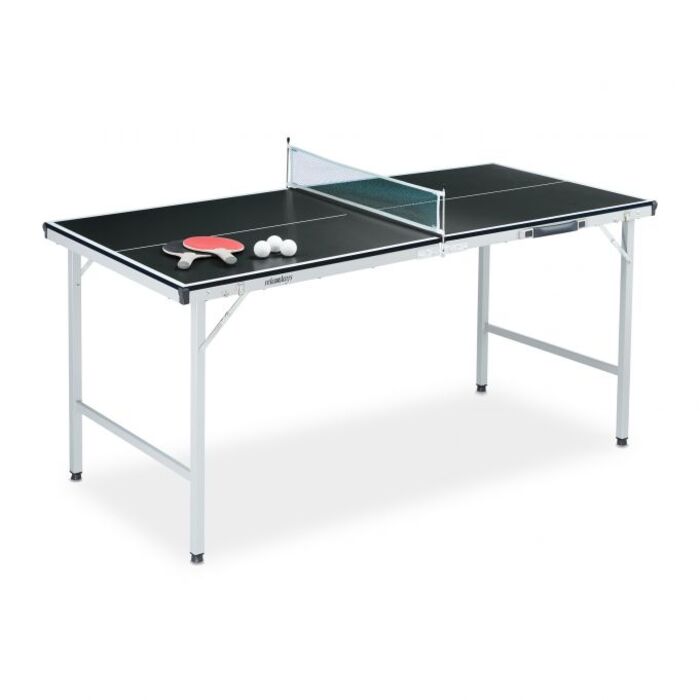 Relaxdays Black Table Tennis Table with Accessories