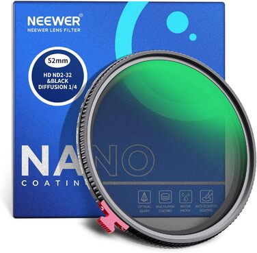 NEEWER 72mm Дифузор + ND2-ND32 Фільтр (2 в 1) для фото та відео, HD, водовідштовхуючий, знімає ефект туману, без X Cross