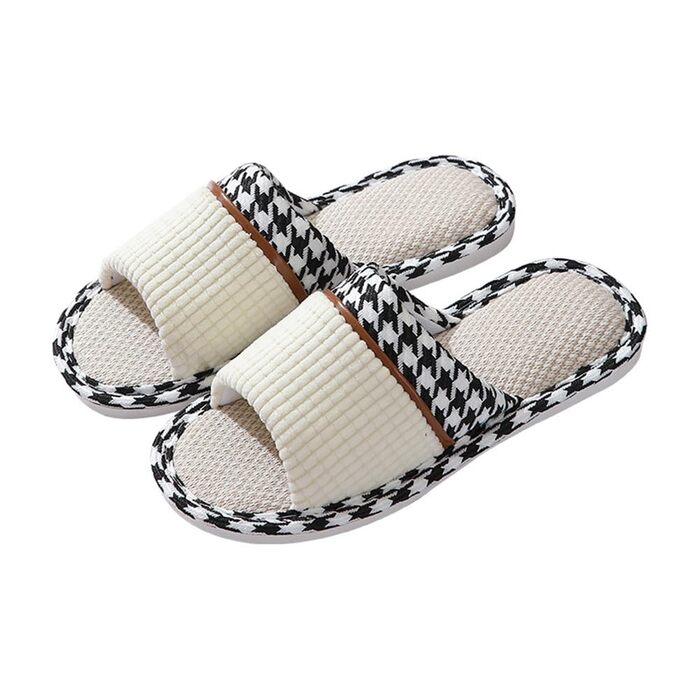 Зимові тапочки для гостей з льону, унісекс. Теплі, миючі, з антиковзким покриттям. Тапочки для дому, 36/37 EU, бежеві