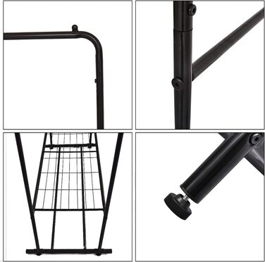 JURMERRY Freestanding Clothes Rack, Double Hanging Rail, High-Performance Metal with Shelf, Commercial Quality (Bronze)