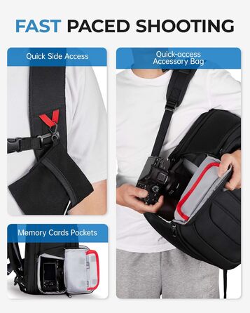 Сумка-рюкзак для фотокамери Bagsmart: водонепроникний рюкзак для фотографів з відділенням для ноутбука 15,6 дюймів, чорний