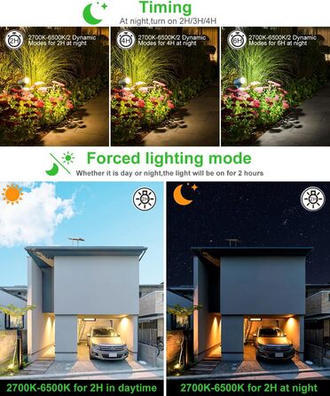CLY Solar Lamps for Outdoors, Solar Spotlights Garden Light with Remote Control IP66 Waterproof 10 Colors 30 Dynamic Modes Timer Garden Lighting for Gardens Path Christmas Decoration 6 Pieces (Warm White/Natural/Cold White, 6 Pieces)