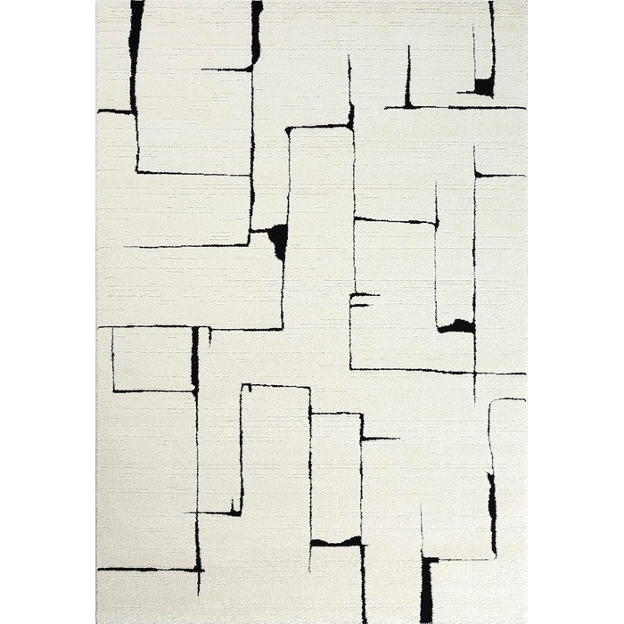 Килим Everest - сучасний короткий ворс для вітальні та спальні з ефектом висоти-низькості, 3D ефект, висока щільність ворсу та приємна м'якість, абстрактний дизайн, кремовий колір (80 x 150 см)