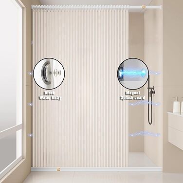 Шторка для душу з льону, водовідштовхувальна, з магнітною фіксацією, 120x200 см (Бежева)