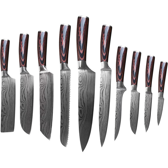 Набір кухонних ножів Gustrug 8 предметів з нержавіючої сталі, гострі ножі з ергономічною ручкою, подарункова коробка, для дому та ресторану