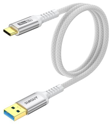 Кабель USB-C SUNGUY 30см, USB Type-C - USB 3.0, 0Gbps, сумісний з iPhone, Galaxy, Google Pixel, Android Auto, Huawei