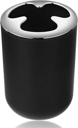 Набір аксесуарів для ванної кімнати Icegrey: 6 предметів, чорний (дозатор для рідкого мила, тримач для зубних щіток, стакан, мильниця, тримач для туалетного йоржика, сміттєвий контейнер)