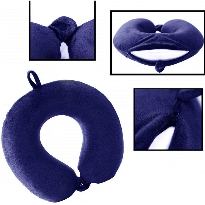 Подушка для шиї у літак/подорожі Memory Foam, підтримуюча, блакитна