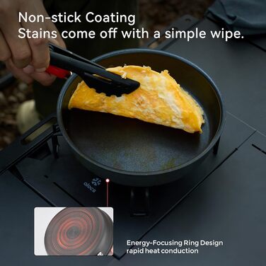 Набір кухонного посуду Alocs для кемпінгу: каструлі, сковорідки та чайник. Легкий набір для кемпінгу, пікніків та подорожей. У комплекті сітчаста сумка.