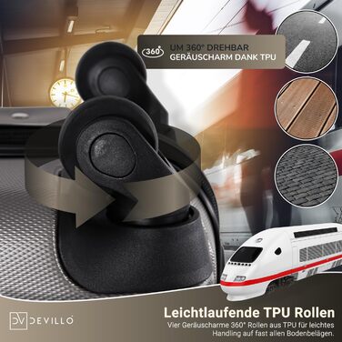 Набір валіз Devillo® Hartschalenkofferset 4шт. S-M-L-XL, чорний - жорсткий кейс, валіза для подорожей, ручна валіза, Rollkoffer з замком, 4 колеса, ABS, телескопічна ручка (Steel Symphony (Silver))