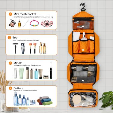 Сумка для туалетних аксесуарів Caping Oxford з 4 відділеннями (Оранжева)
