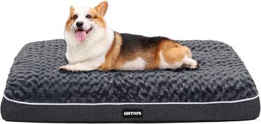 Ортопедичний лежак для собак, двоярусний килимок для собак, зручний лежак для собак, знімний кошик для собак, 90 см для собак маленьких та середніх порід, темно-сірий, розмір L 89 x 59 x 10 см