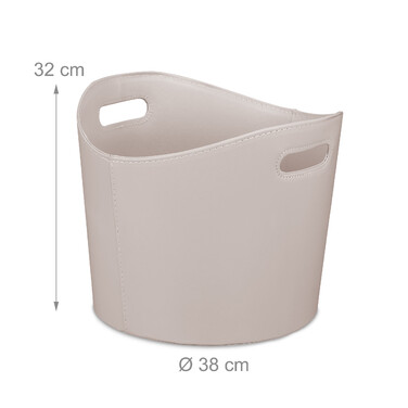 Relaxdays Gray Wooden Basket with Faux Leather