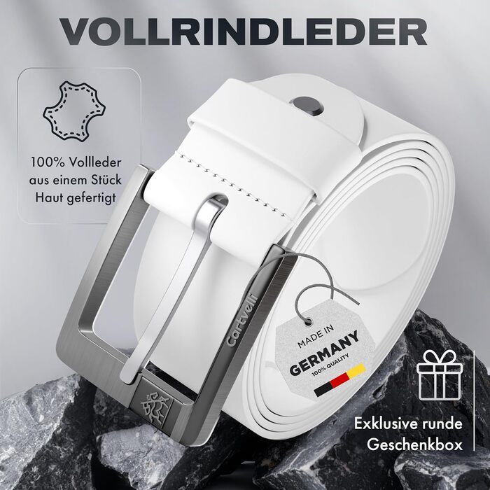 Чоловічий шкіряний ремінь Cartvelli Premium Ledergürtel, Made in Germany, з подарунковою коробкою.  Шкіряний ремінь для джинсів, штанів, чинос, під костюм. Ширина 40 мм. Довжина 105/120 см.
