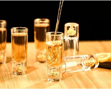 Набір келихів для шнапсу DUJUST 4cl (6 шт) з кришталю, декоровані 24К золотом, без BPA та свинцю