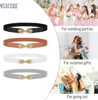 Жіночий еластичний пояс WERFORU Vintage Широкий пояс для сукні, модний, тягнеться, cinch, кольори: чорний, білий, коричневий, бежевий, розмір 82-99 см