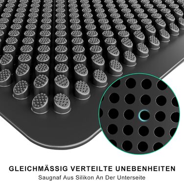 Килимок для дому та вулиці Fowooyeen, силіконовий, 43 x 76 см, чорний, неслизький, миючий