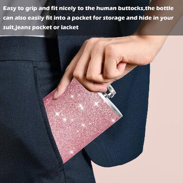 Набір фляг з нержавіючої сталі, рожевий, 8oz/240ml. Фляга з нержавіючої сталі та 2 склянки для шотів. Ідеально для подорожей, вечірок та подарунків.