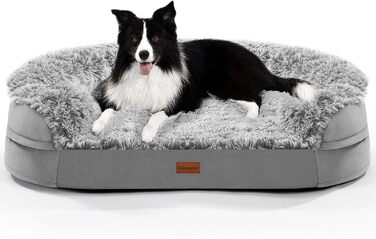 Gimars 9.5 inch Orthopedic Dog Bed for Extra Large Dogs, XL Dog Bed with Bolster & 28D Egg Crate Mattress, Waterproof Cover, Washable Plush Cover, Dog Sofa for Arthritic Dogs - Semi-Round (Semi-Circular, L 104 x W 18 x H 81 cm)