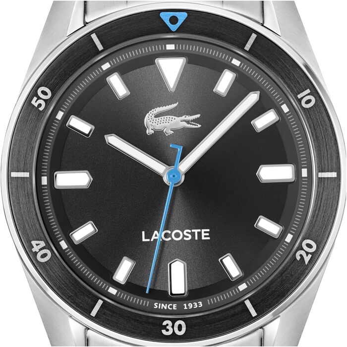 Годинник Lacoste Boston чоловічий, кварцовий, з браслетом з нержавіючої сталі або шкіри, чорний