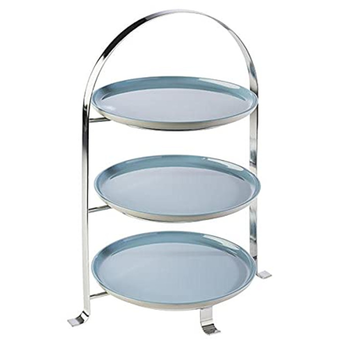 APS Serving Stand - high-quality tiered stand made of chrome-plated metal for 3 plates with a diameter of max. 27 cm - total height 43 cm (plates not included)