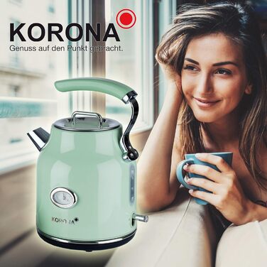 Електричний чайник Korona 20666 | Ретро дизайн, кремовий колір, 1.7 л, 2200 Вт | З індикатором температури та фільтром від накипу