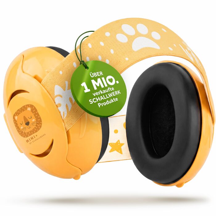 Захисні навушники для немовлят та дітей Schallwerk® Mini+ (Lion Yellow) — шумопоглищаючий захист слуху для малюків, преміум-якість