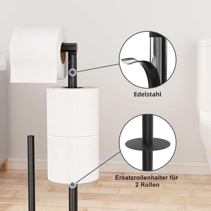 Тримач туалетного паперу з щіткою для унітазу - набір для ванної кімнати, чорний матовий