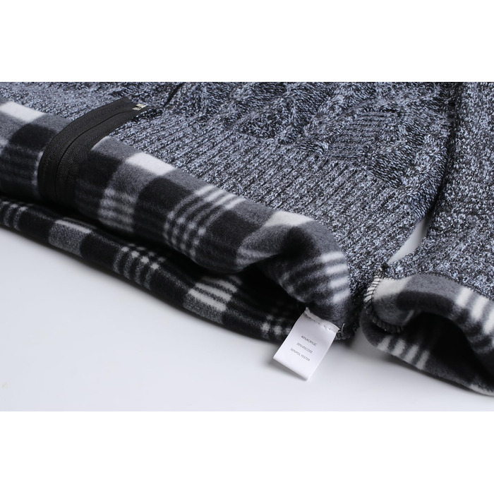 Чоловіча в'язана кофта-кардиган з коміром-стійкою та скандинавським візерунком. Тепла флісова куртка для чоловіків, XXL, темно-сірий