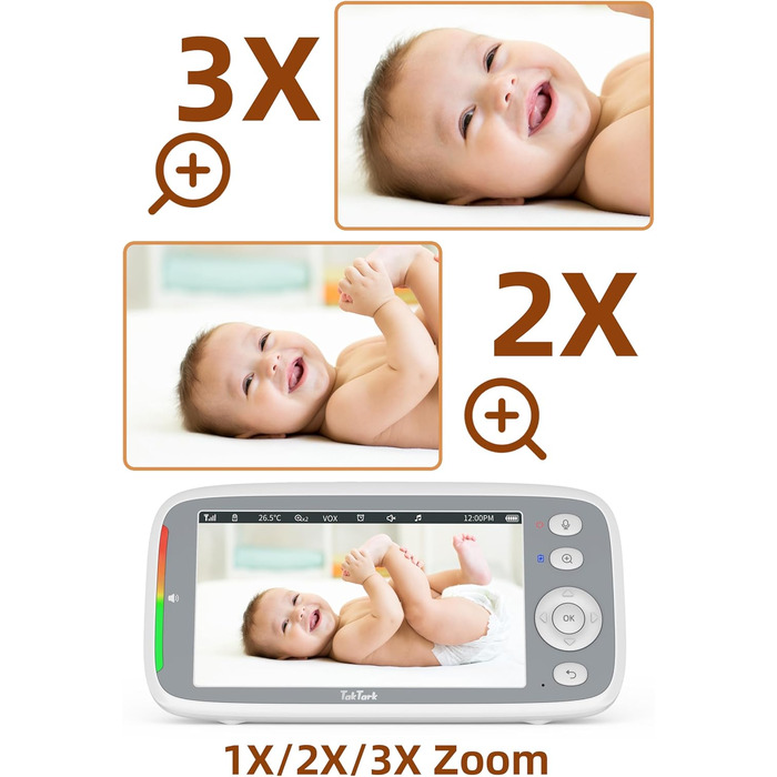 Дитячий відеоняня TakTark з камерою, 5'' IPS екран, поворот 300°, VOX, двосторонній зв'язок, нічне бачення, контроль температури