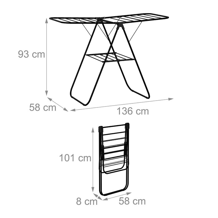 Relaxdays Folding Clothes Rack with Wings