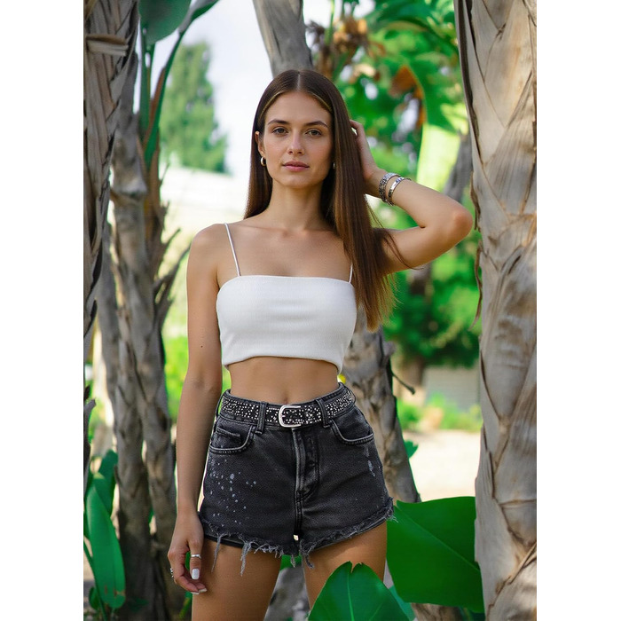 Жіночий шкіряний ремінь Stern з шипами, широкий ремінь для джинсів, регульований, сірий колір