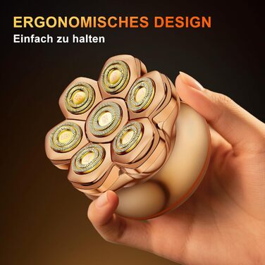 Професійний електричний стайлер для гоління голови 7D PRO Glatzen Rasierer для чоловіків. Водонепроникний (IPX6), з плаваючою головкою, акумулятор 1400mAh, швидкість 8800RPM, золота головка, USB-C, 0 мм