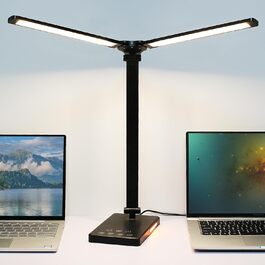 iVict LED лампа для столу з регульованими Swing Arms, 5 режимів, сенсорне керування, таймер, USB-порт, пам'ять, для дітей, білий колір