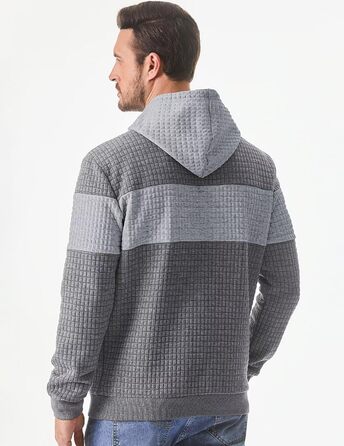 Худі чоловіче з довгим рукавом, теплий світшот з капюшоном, кольоровий блок, модель A (темно-сірий, L)