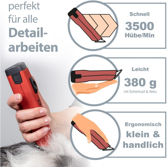 Набір для стрижки собак EHASO Aesculap Profi Durati Speed: стрижка, миска, гребінець (червоний)