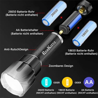 LED ліхтар надпотужний 3300 люмен, ручний, з регулюванням фокусу для кемпінгу, туризму та активного відпочинку