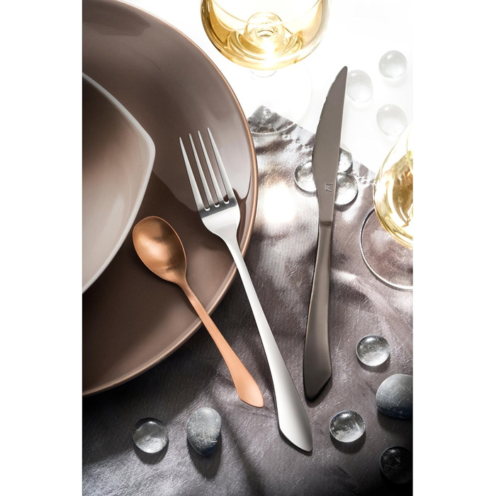 Набір столових приборів Amefa INSTINCT для 4 осіб (24 шт.) | Нержавіюча сталь 18/0, матове покриття, PVD, вінтажний стиль