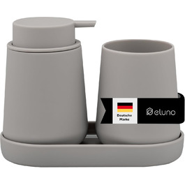 Набір аксесуарів для ванної кімнати Eluno Tesero, 3 шт. (дозатор мила, стакан, миска), тауп