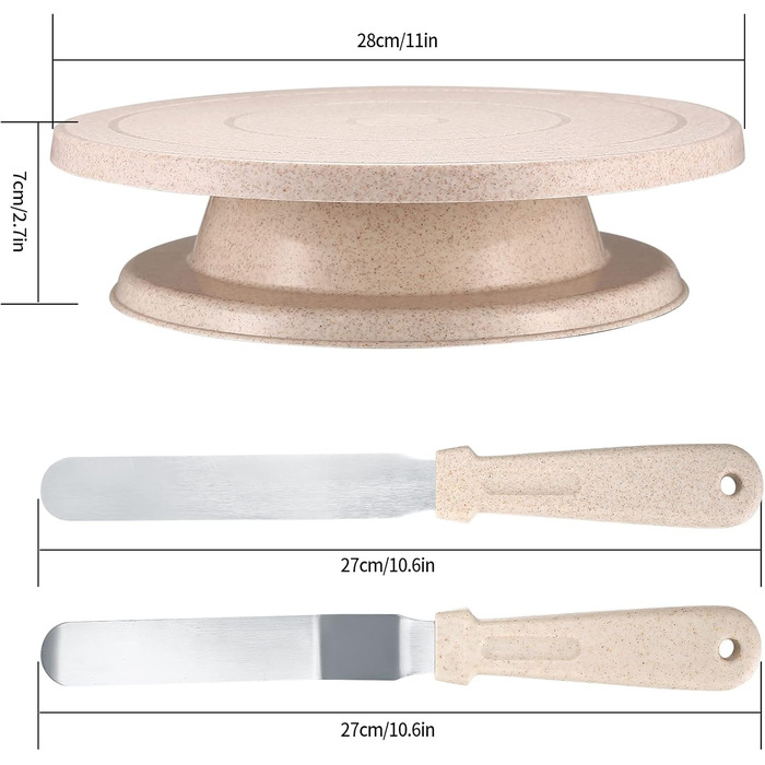 Обертова підставка для тортів SZJYG з набором для декорування: шпателі, лопатки, кондитерський мішок та насадки