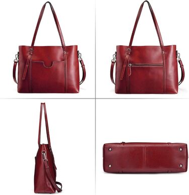Сумка жіноча S-ZONE 3 в 1 з натуральної шкіри (яловичина) для ноутбука, роботи, повсякденного використання - Wine Rot